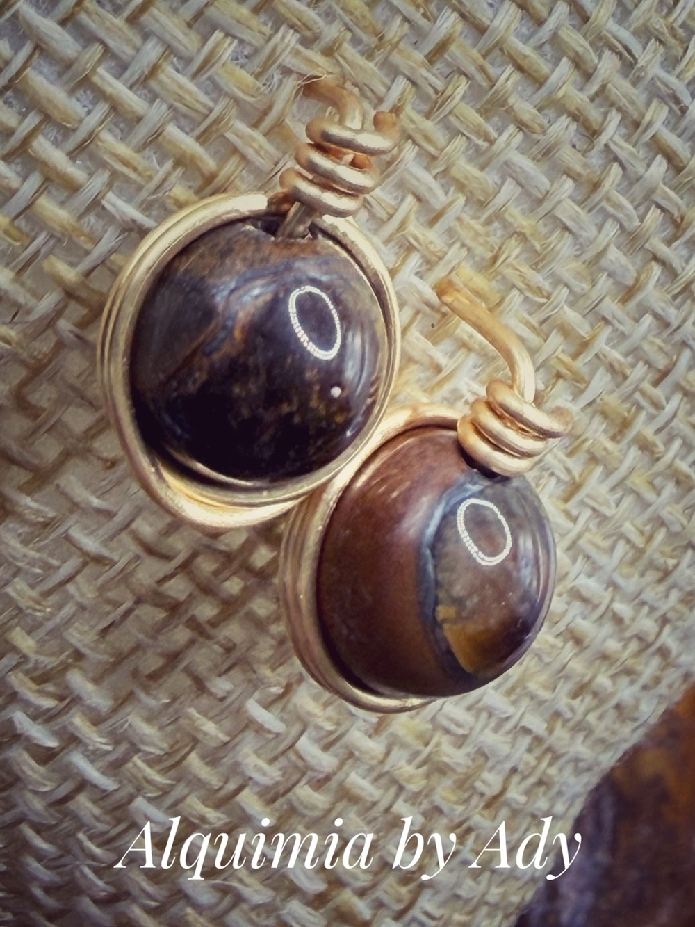 Alquimia Brown Tiger's Eye Drop Earrings - Picture 2 of 2